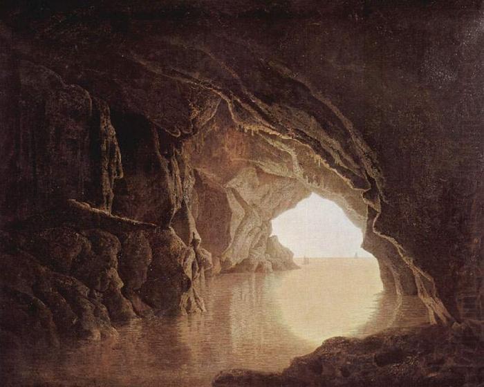 Cave at evening, by Joseph Wright,, Joseph wright of derby